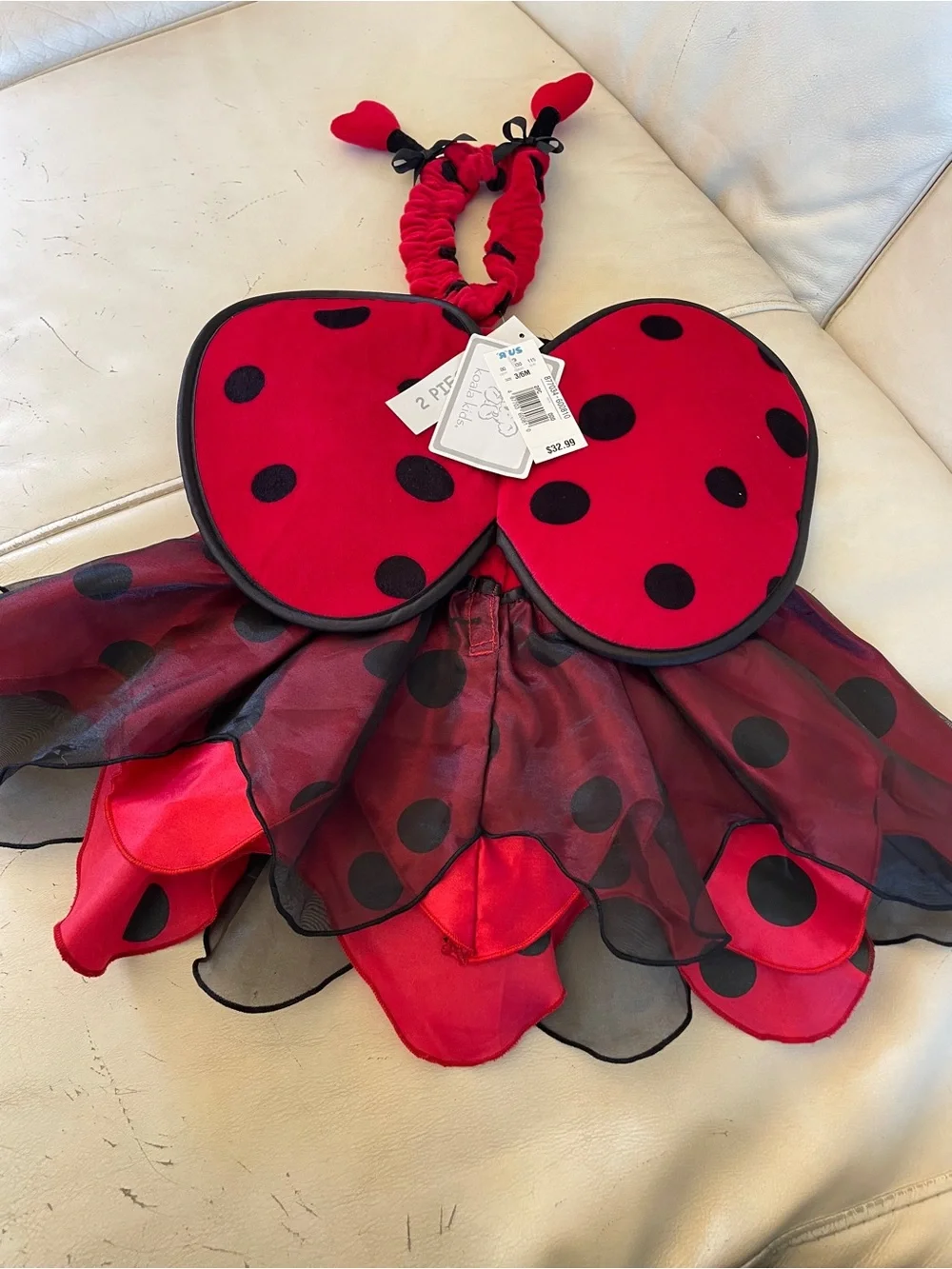 🐞 Koala Kids Red and Black Ladybug Costume with Headband 3-6 months